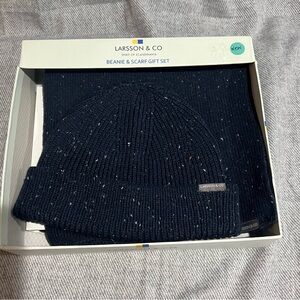 New Larsson & Co Navy with Specs Beanie Hat and Scarf Set